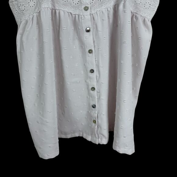 Laura Ashley Women Cami Top Medium White Textured Embroidered Spring Western - Picture 3 of 7